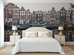 Slaapkamer fotobehang Amsterdamse huisjes